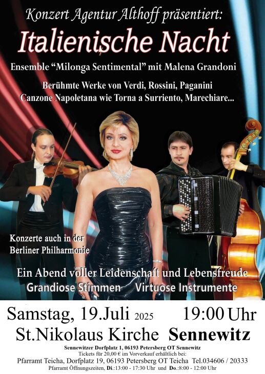 Plakat Konzert italienische Nacht Plakat Konzert italienische Nacht